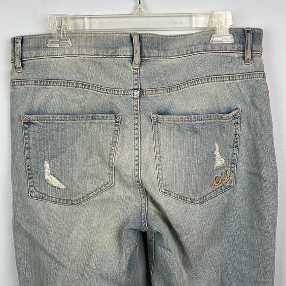 Express Bell crop high rise distressed raw hem hanker crop jeans size 8 - Picture 10 of 12